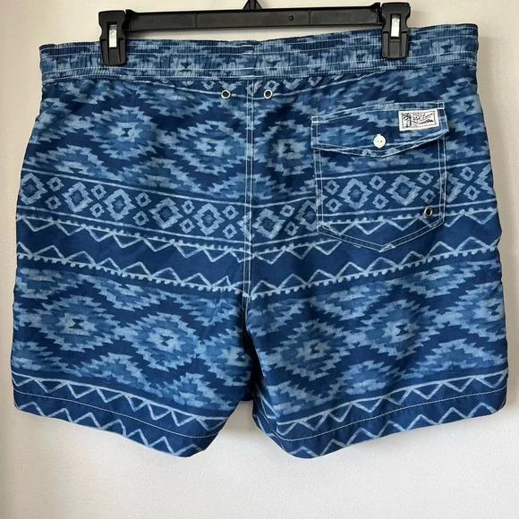 Polo Ralph Lauren Traveler Swim Shorts Trunks Mens Large Indigo Blue Geo Pony